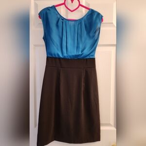 Teal And Black Sleeveless Dress